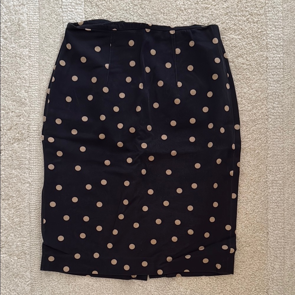 Ann Taylor Black and Brown Polka Dot Knee-Length Pencil Skirt